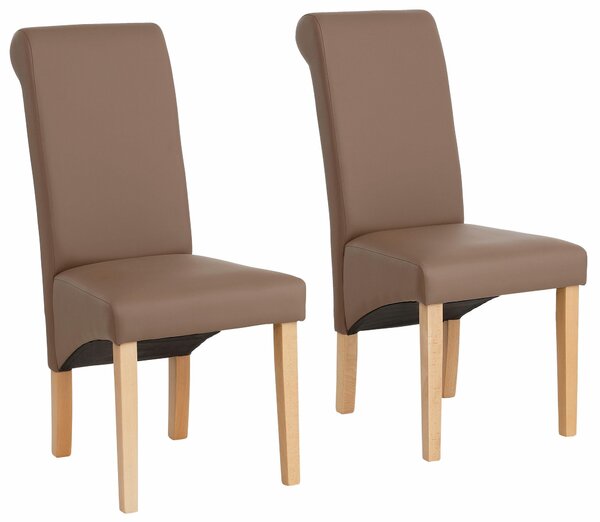 Krzesła taupe, ekoskóra, lite drewno bukowe 4 sztuki