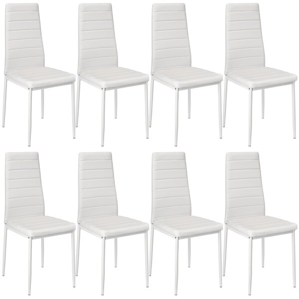 Tectake 404120 8 krzesła do jadalni, sztuczna skóra - biały