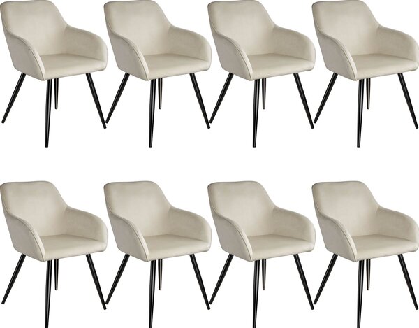 Tectake 404049 8x krzesło marilyn, aksamit czarny - kremowy/czarny