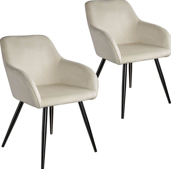 Tectake 404046 2x krzesło marilyn, aksamit czarny - kremowy/czarny