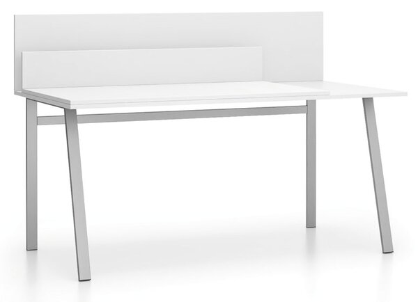 Biurko SINGLE LAYERS, blat przesuwny, z przegrodami, biały