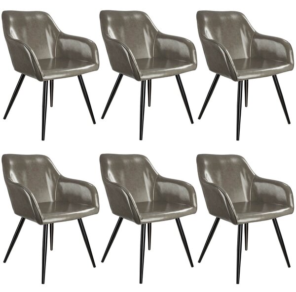 Tectake 404116 6x krzesło marilyn sztuczna skóra - ciemnoszaro-czarne