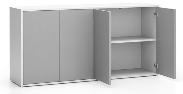 Szafka biurowa z drzwiami LAYERS, długa, 1582 x 400 x 777, biała/szara