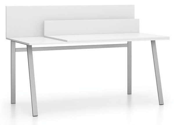 Biurko SINGLE LAYERS, blat przesuwny, z przegrodami, biały