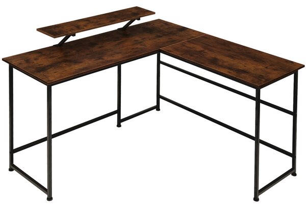 Tectake 404229 biurko narożne melrose 140x130x76,5 cm - drewno industrialne ciemne, rustykalne