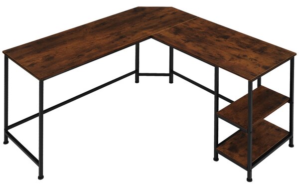 Tectake 404231 biurko narożne hamilton 138x138x75,5 cm - drewno industrialne ciemne, rustykalne