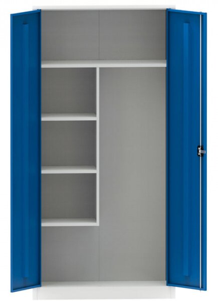 Uniwersalna szafka metalowa, 4 półki, 1950 x 800 x 400 mm, niebieskie drzwi