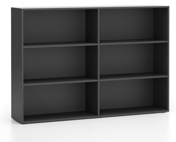 Regał biurowy podwójny niski SEGMENT, 4 półki, 1660 x 350 x 1140 mm, grafit