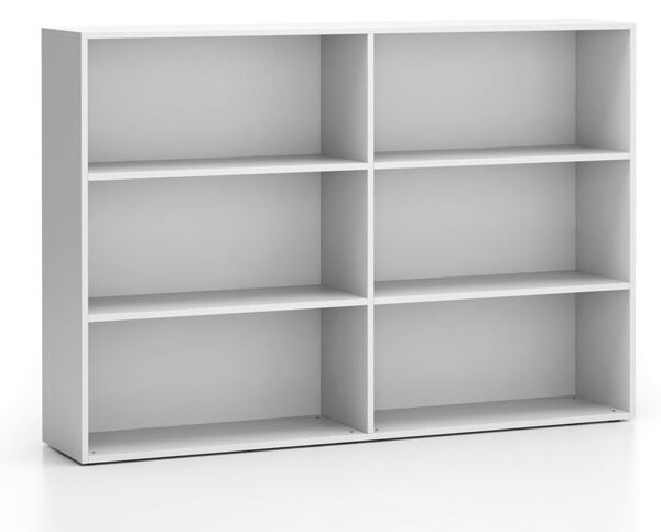 Regał biurowy podwójny niski SEGMENT, 4 półki, 1660 x 350 x 1140 mm, biały