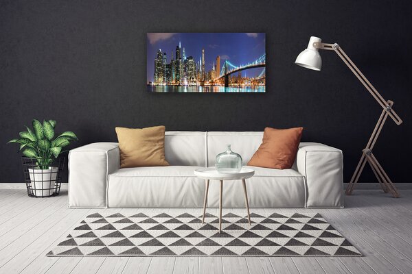 Obraz canvas na ścianę Wieczorne Światła nad Mostem