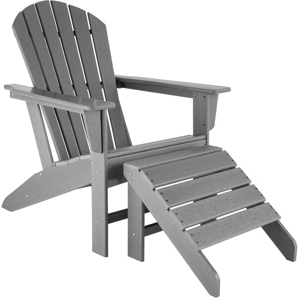 Tectake 404609 krzesło ogrodowe z podnóżkiem w stylu rustykalnym - jasnoszary