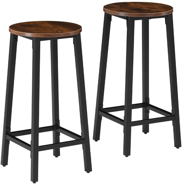 Tectake 404332 2 stołki barowe corby - drewno industrialne ciemne, rustykalne