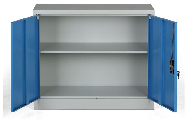 Metalowa szafa, demontowana, 1 półka, 950 x 800 x 400 mm, niebieski