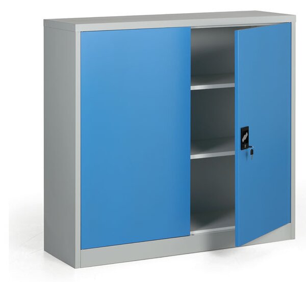 Metalowa szafa, demontowana, 2 półki, 1200 x 1150 x 400 mm, niebieski