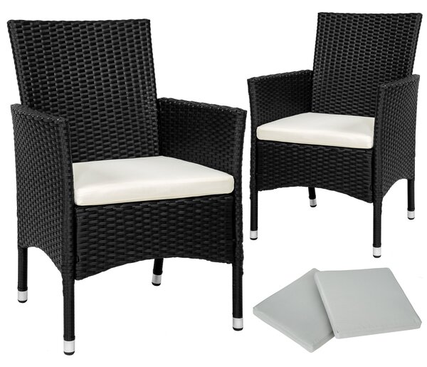 Tectake 404549 zestaw 2 krzeseł ogrodowych z polirattanu - czarny/beżowy
