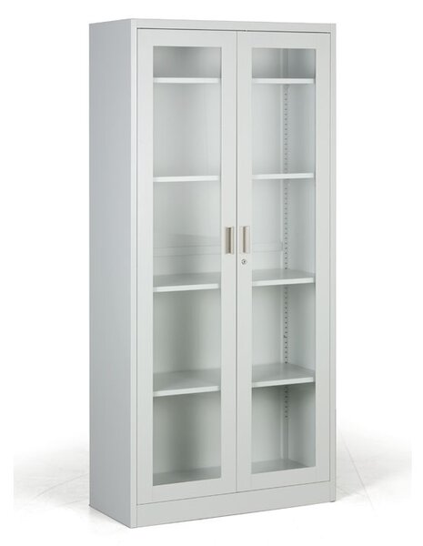 Metalowa szafa ze szklanymi drzwiami, demontowana, 900 x 1950 x 400 mm