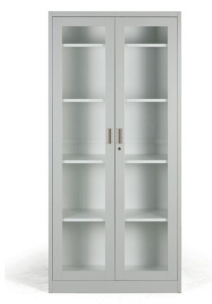 Metalowa szafa ze szklanymi drzwiami, demontowana, 900 x 1950 x 400 mm
