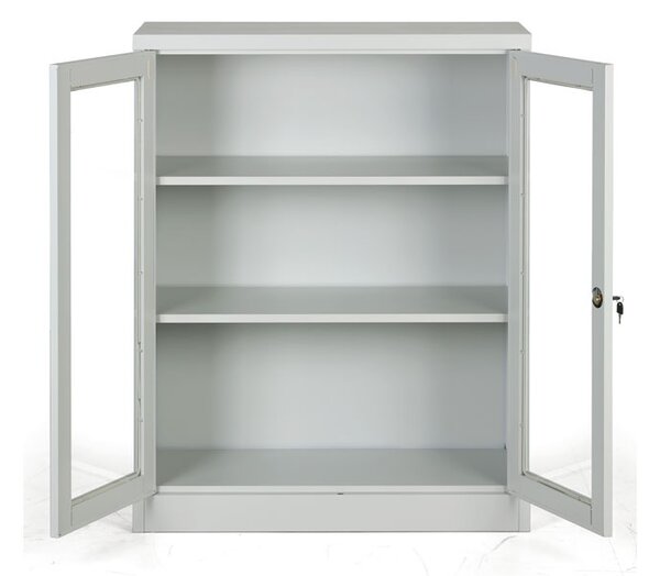 Metalowa szafa ze szklanymi drzwiami, demontowana, 900 x 1150 x 400 mm