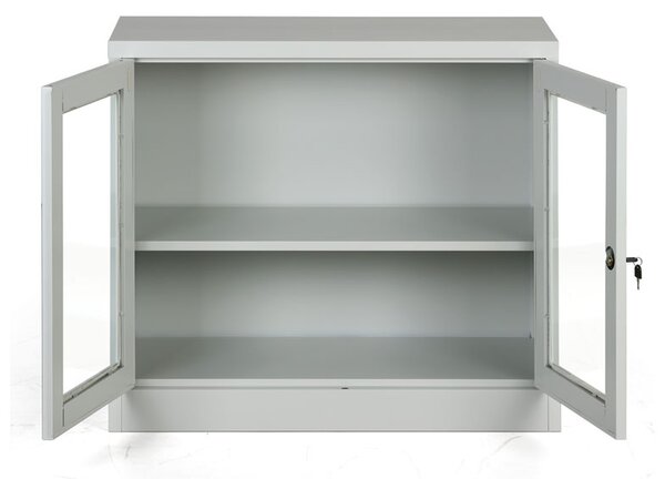 Metalowa szafa ze szklanymi drzwiami, demontowana, 900 x 800 x 400 mm