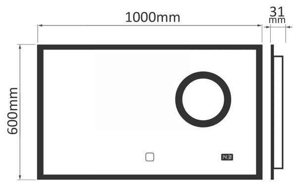 AQUAMARIN Lustro łazienkowe z oświetleniem LED, 100 x 60 cm