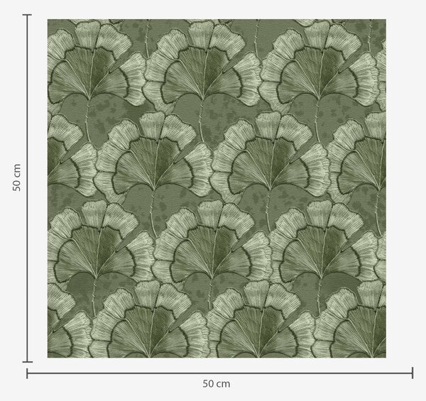Tapety Graficzny wzór z miłorzębem w chłodnej zielonej palecie barw, Tapety natura, Tapety Liście, a00709 : Uwalls.pl