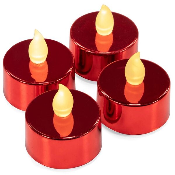 Dekoracyjny zestaw 4 świeczek na baterie LED, czerwone
