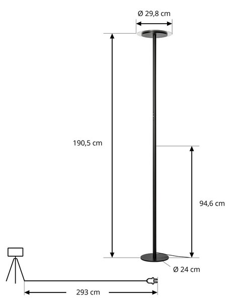 Lampa stojąca Frile Arcchio, możliwość ściemniania, czarny, salon / jadalnia, aluminium, nowoczesny