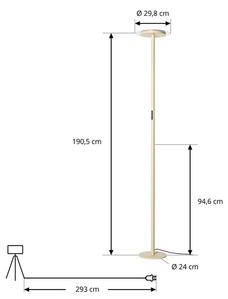 Lampa stojąca Frile Arcchio, możliwość ściemniania, kremowy / amber, salon / jadalnia, aluminium, nowoczesny