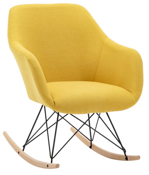 Fotel bujany, tapicerowany PAUL żółty