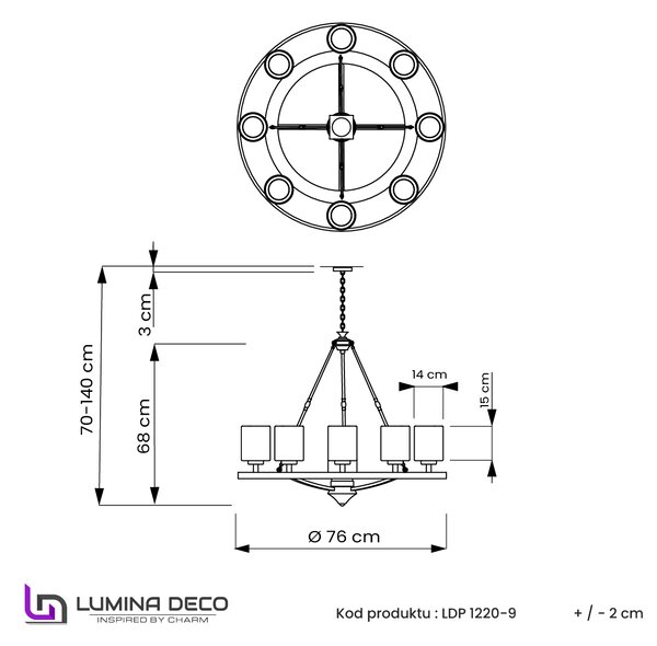 LAMPA WISZĄCA LOFT CHROMOWANA SANTINI W9 LUMINA DECO