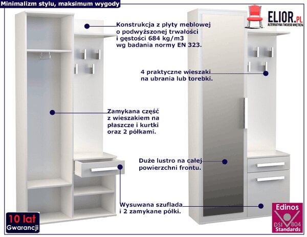 Biała Garderoba Z Lustrem F0-F50