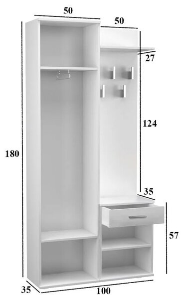 Garderoba Z Lustrem Dąb Sonoma R1-W96
