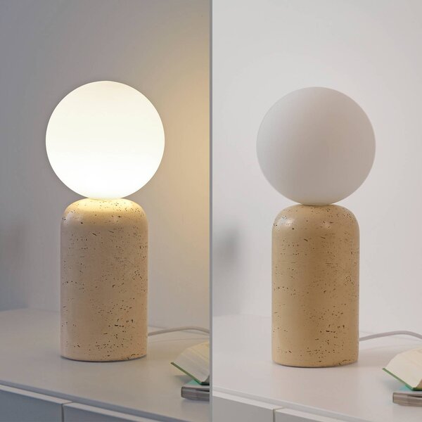 Schöner Wohnen Lampa stołowa Traventa, kremowy / amber, salon / jadalnia, beton, śródziemnomorski