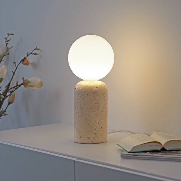 Schöner Wohnen Lampa stołowa Traventa, kremowy / amber, salon / jadalnia, beton, śródziemnomorski