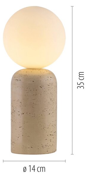 Schöner Wohnen Lampa stołowa Traventa, kremowy / amber, salon / jadalnia, beton, śródziemnomorski