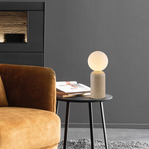 Schöner Wohnen Lampa stołowa Traventa, kremowy / amber, salon / jadalnia, beton, śródziemnomorski
