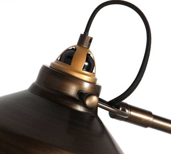 Mexlite Lampa stojąca Nove, brązowy / mosiężny, salon / jadalnia, metal, industrialny