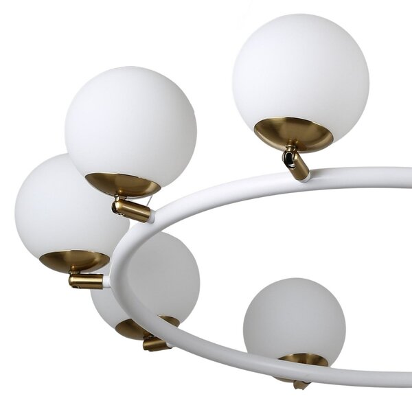 NOWOCZESNA LAMPA WISZĄCA BIAŁO-MOSIĘŻNA MODICA W10