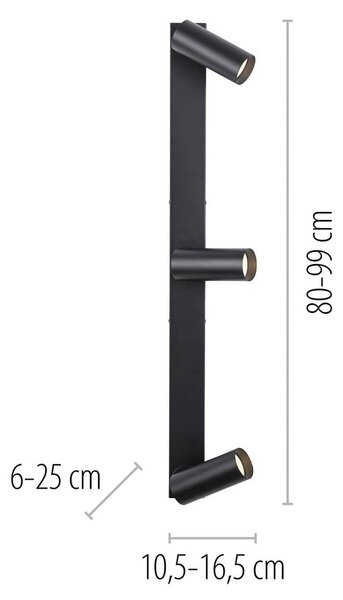 Schöner Wohnen Reflektor sufitowy RIK, czarny, 3-punktowy, 89 cm, metalowy, GU10-LED RIK, czarny, salon / jadalnia, aluminium, nowoczesny