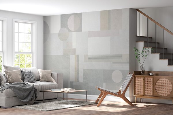 Fototapety abstrakcyjna geometria w odcieniach szarości i beżu, Fototapety Geometryczne, w04635 : Uwalls.pl