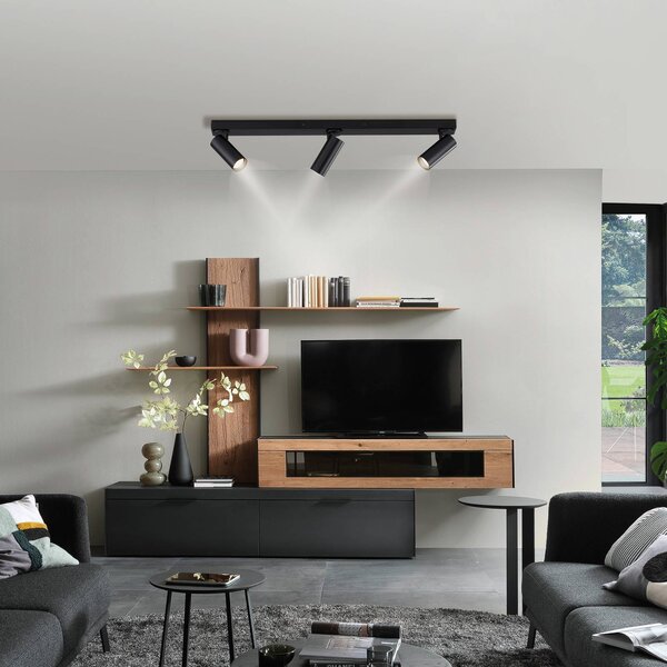 Schöner Wohnen Reflektor sufitowy RIK, czarny, 3-punktowy, 89 cm, metalowy, GU10-LED RIK, czarny, salon / jadalnia, aluminium, nowoczesny