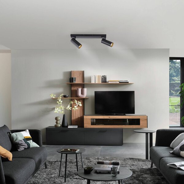 Schöner Wohnen Reflektor sufitowy RIK, czarny, 2-punktowy, 59 cm, metalowy, GU10-LED RIK, czarny, salon / jadalnia, aluminium, nowoczesny