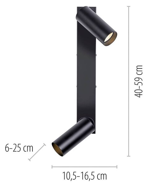 Schöner Wohnen Reflektor sufitowy RIK, czarny, 2-punktowy, 59 cm, metalowy, GU10-LED RIK, czarny, salon / jadalnia, aluminium, nowoczesny
