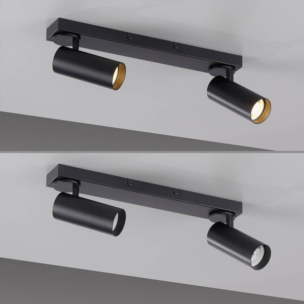 Schöner Wohnen Reflektor sufitowy RIK, czarny, 2-punktowy, 59 cm, metalowy, GU10-LED RIK, czarny, salon / jadalnia, aluminium, nowoczesny
