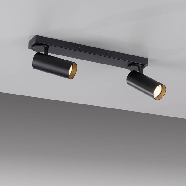 Schöner Wohnen Reflektor sufitowy RIK, czarny, 2-punktowy, 59 cm, metalowy, GU10-LED RIK, czarny, salon / jadalnia, aluminium, nowoczesny