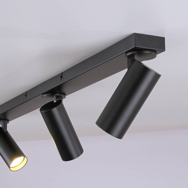 Schöner Wohnen Reflektor sufitowy RIK, czarny, 3-punktowy, 89 cm, metalowy, GU10-LED RIK, czarny, salon / jadalnia, aluminium, nowoczesny