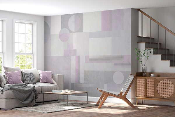 Fototapety abstrakcyjna geometria w odcieniach szarości i lawendy, Fototapety Geometryczne, w04635v1 : Uwalls.pl