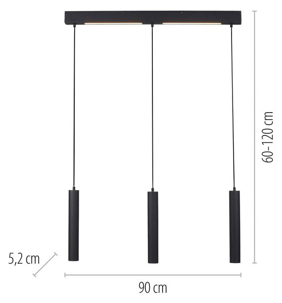 Schöner Wohnen Lampa wisząca DANTE, czarny, salon / jadalnia, metal, nowoczesny