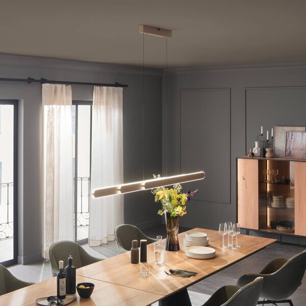 Schöner Wohnen Lampa wisząca ADRIANA ROUND, możliwość ściemniania, kremowy / amber, salon / jadalnia, aluminium, nowoczesny
