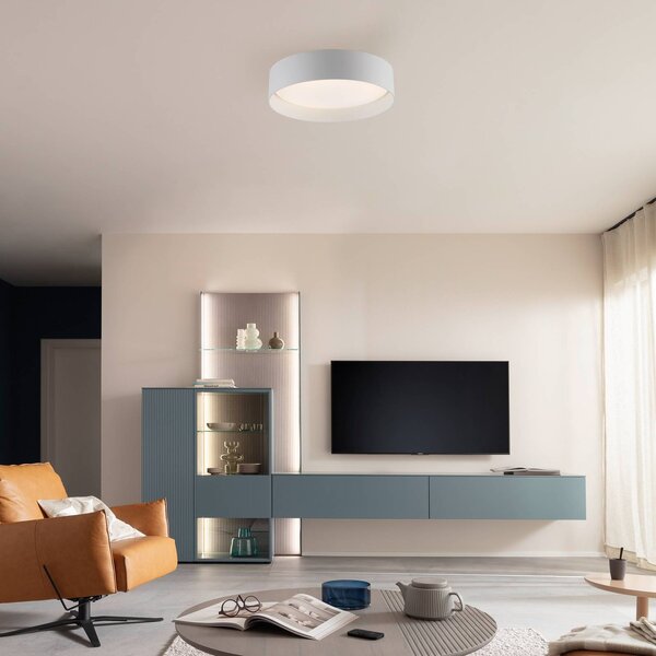Schöner Wohnen Lampa sufitowa TAVOLI, możliwość ściemniania, biały / opal, salon / jadalnia, metal